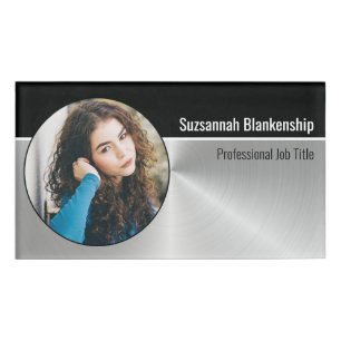 Badge D'identification Metallo Professional Argent Flare Photo personnali