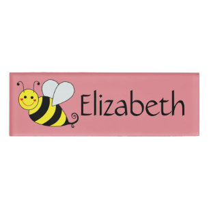 Badge D'identification Mignon gaffez le rose personnalisé par abeille