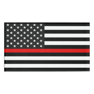 Badge D'identification Mince Red Line Drapeau de l'USA Nom Balise