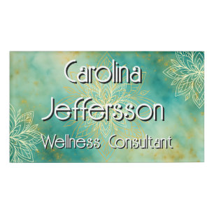 Badge D'identification Mindfulness Wellness Consultant Zen Lotus Turquois