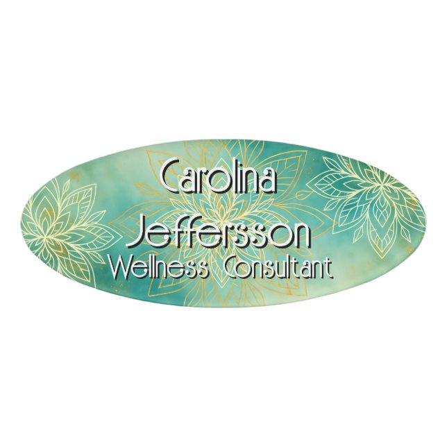Badge D'identification Mindfulness Wellness Consultant Zen Lotus Turquois (Devant)