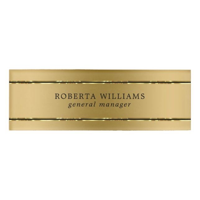 Badge D'identification Mini brillant or et rayures noires (Devant)