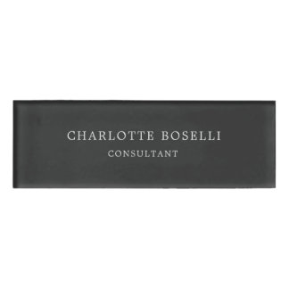 Badge D'identification Minimaliste Élégant Classique Professionnel Gris