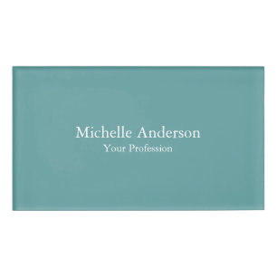 Badge D'identification Minimaliste Professionnel Moderne Plain Cadet Bleu