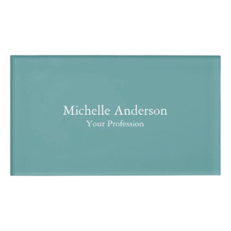 Badge D'identification Minimaliste Professionnel Moderne Plain Cadet Bleu