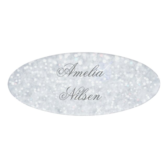 Badge D'identification modèle, argent, parties scintillantes, charme, (Devant)