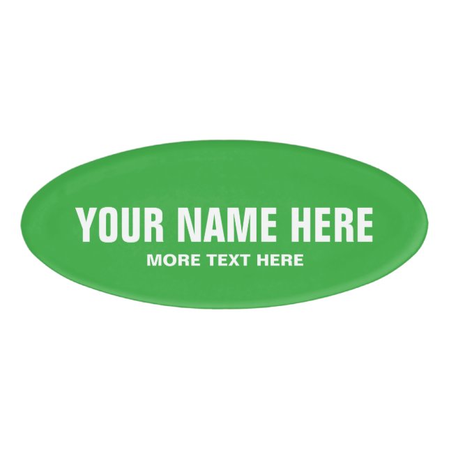 Badge D'identification Modèle d'étiquette de nom magnétique ovale vert pe (Devant)