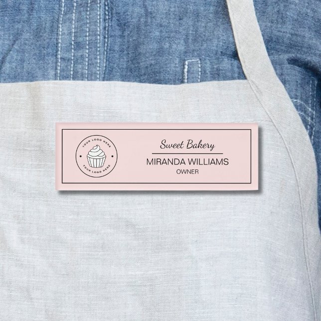 Badge D'identification Modern Bakery Custom Logo Pink (Modern Bakery Custom Logo Pink Name Tag)