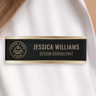 Badge D'identification Modern Elegant Black Gold Business Logo