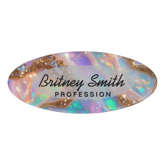 Badge D'identification Modern glitter opal background (Devant)