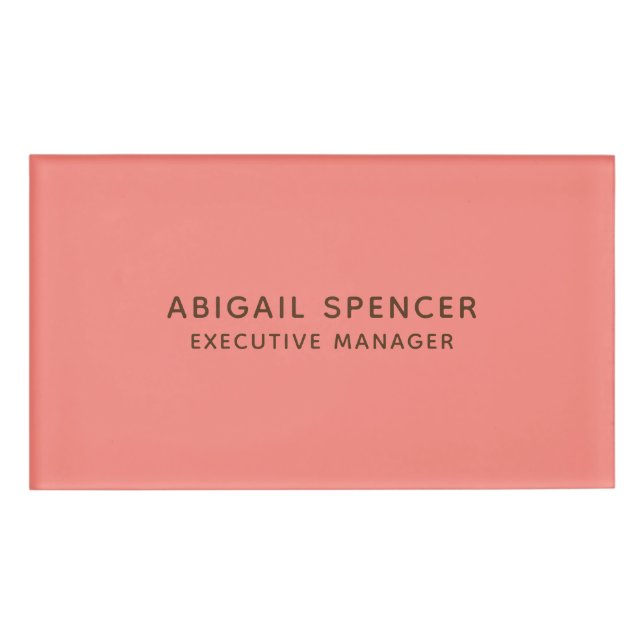 Badge D'identification Moderne Classy Professionnel Coral Rose (Devant)