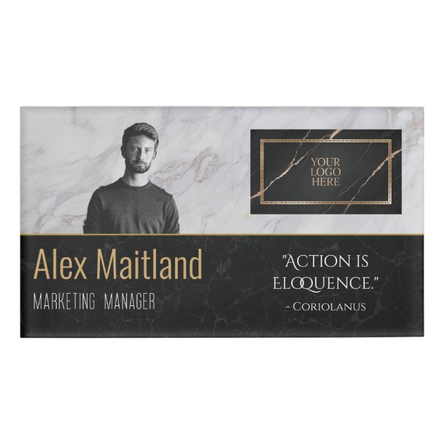 Badge D'identification Moderne Élégant Votre Logo Ici Titre Du Travail Ci (Devant)