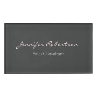 Badge D'identification Moderne Gris Misty Rose Plain unique