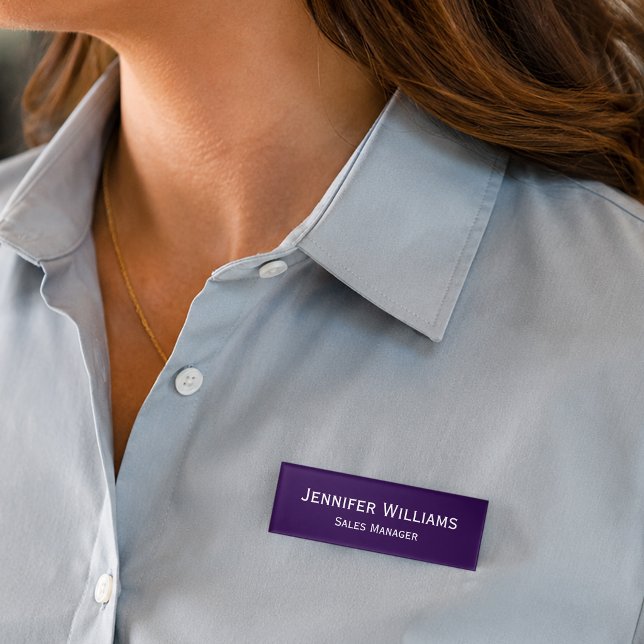 Badge D'identification Moderne Magnétique Exécutif Professionnel Violet F (Modern Dark Purple Professional Executive Magnetic Name Tag)