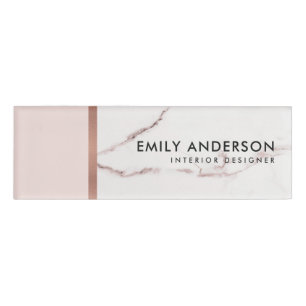 BADGE D'IDENTIFICATION MODERNE MODERNE TEXTURE EN MARBRE D'OR ROSE ROSE R