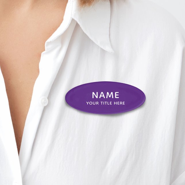Badge D'identification Moderne Personnalisé Simple Basic Minimal Purple T (Créateur téléchargé)