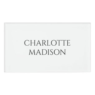 Badge D'identification Moderne Simple Blanc Tendance Minimaliste Uni