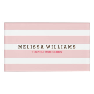 Badge D'identification Moderne Simple Pail Rose & Blancs