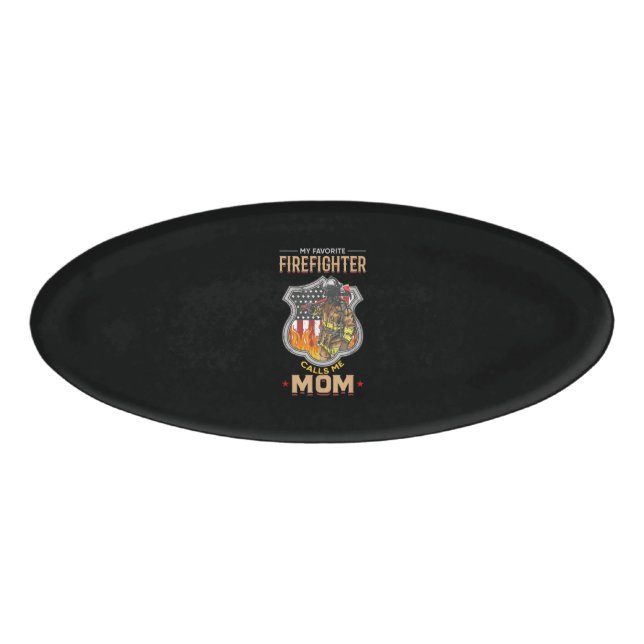 Badge D'identification Mon pompier favori m'appelle maman pompier (Devant)