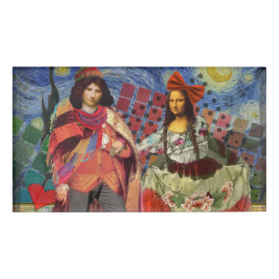 Badge D'identification Mona Lisa Romantique Drôle Coloré Travail d'Art