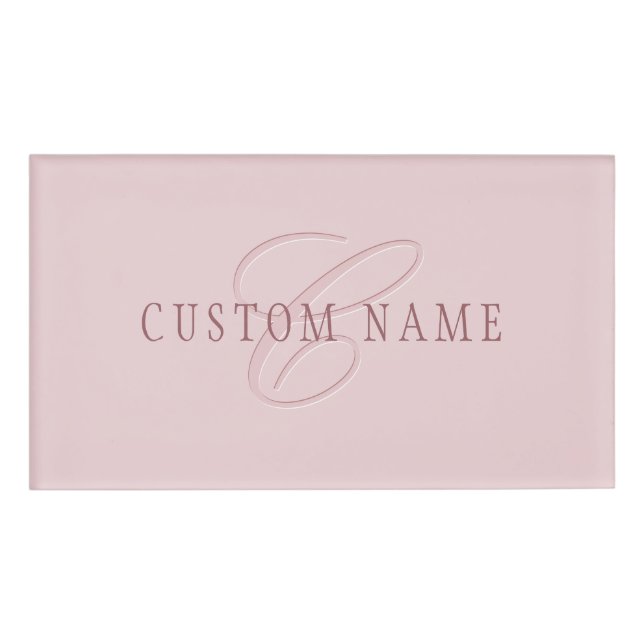 Badge D'identification Monogramme d'aspect élégant | Or rose (Devant)