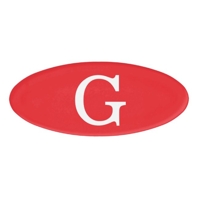 Badge D'identification Monogramme de lettre initiale rouge blanc simple (Devant)