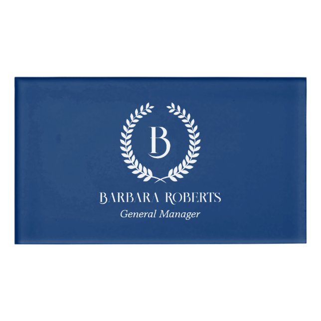 Badge D'identification Monogramme personnalisé de la couronne de laurier  (Devant)