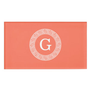 Badge D'identification Monogramme principal grec blanc de corail
