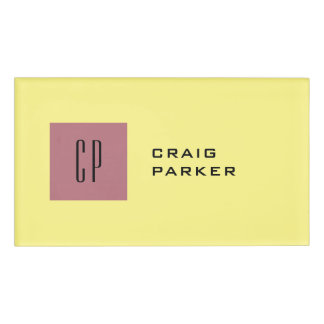 Badge D'identification Monogramme Professionnel Rose clair or couleur jau