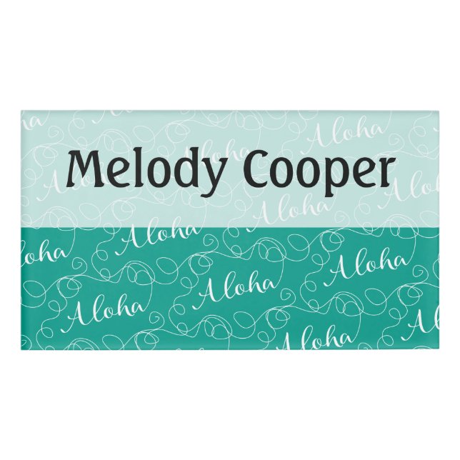 Badge D'identification MOTIF ALOHA blanc transparent avec LIGNES (Devant)