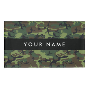 Badge D'identification Motif Camouflage Vert, Votre nom, Personnaliser