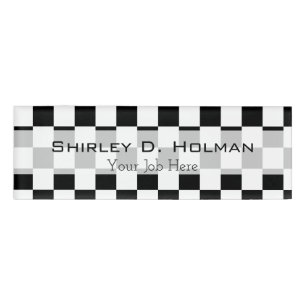 Badge D'identification Motif Checkered noir et blanc