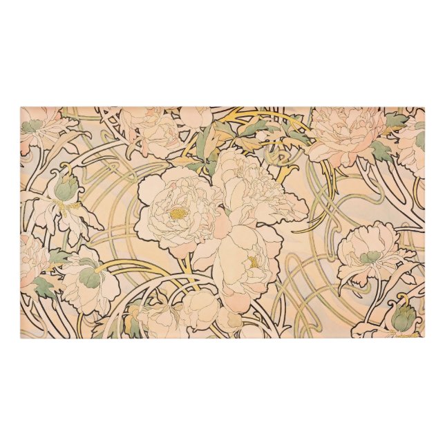 Badge D'identification Motif classique Art nouveau de jardin de pivoines  (Devant)