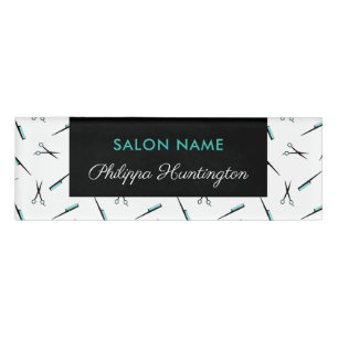 Badge D'identification Motif Combs & Ciseaux - Liste de cheveux - Ajouter
