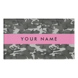Badge D'identification Motif de camouflage gris, Votre nom, Personnaliser