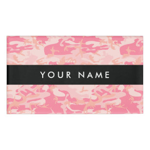 Badge D'identification Motif de camouflage rose, Votre nom, Personnaliser