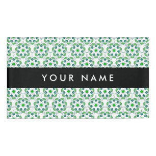 Badge D'identification Motif de feuille, Feuilles vertes, Votre nom