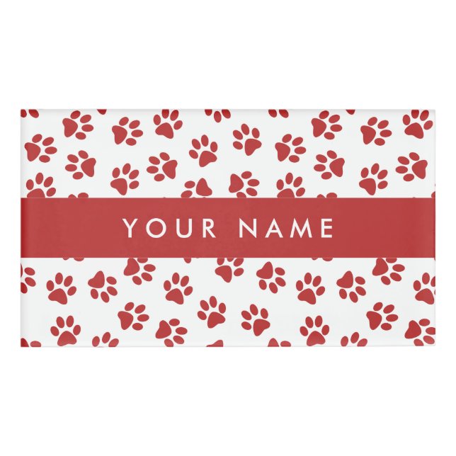 Badge D'identification Motif de pattes, Pattes de chien, Pattes de chat,  (Devant)