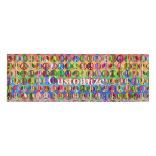 Badge D'identification motif de symboles de paix multicolores