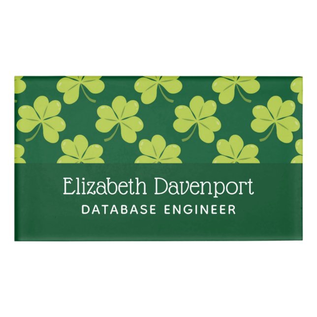 Badge D'identification Motif de trèfle vert (Devant)