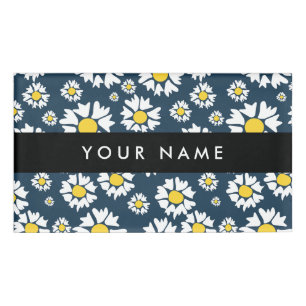 Badge D'identification Motif Marguerites, Marguerites Blanches, Votre Nom