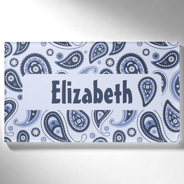 Badge D'identification Motif Paisley Bleu (Devant)
