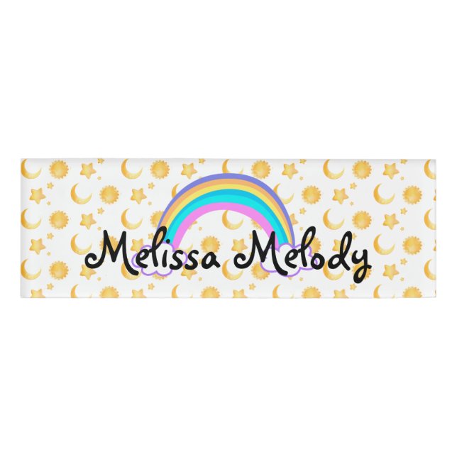 Badge D'identification Motif Rainbow Sun Moon Star (Devant)
