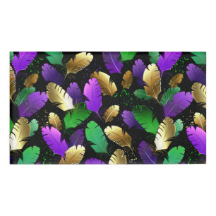Badge D'identification Motif sans couture avec des plumes de Mardi Gras