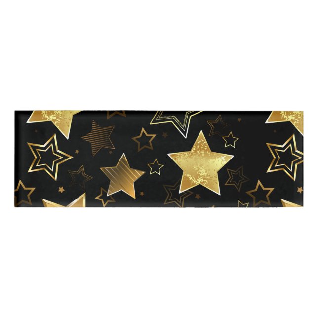Badge D'identification Motif sans couture avec étoiles d'or (Devant)