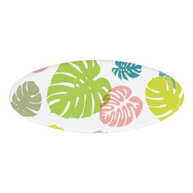 Badge D'identification Multicolor Feuilles tropicaux (Devant)
