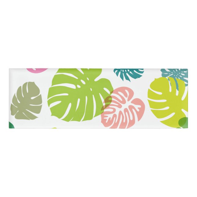 Badge D'identification Multicolor Feuilles tropicaux (Devant)