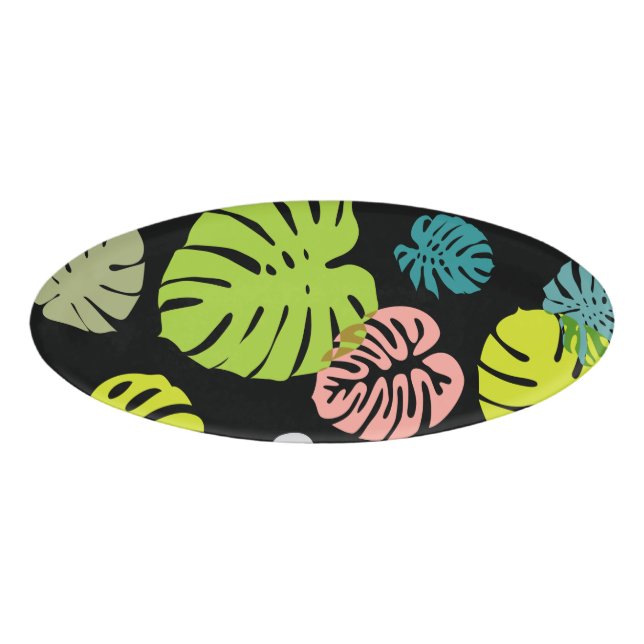 Badge D'identification Multicolor Feuilles tropicaux 2 (Devant)