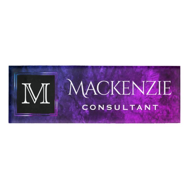 Badge D'identification Mystic-Topaz Ombre | Marque bleu violet rose (Devant)