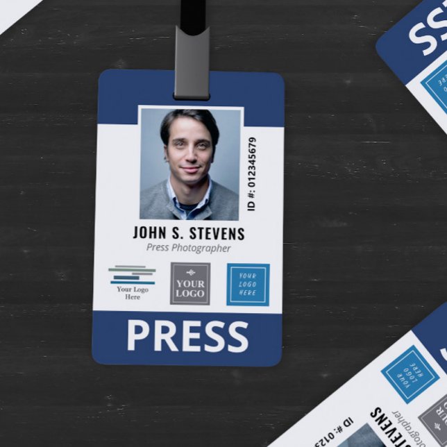 Badge d'identification Navy Blue 3 Logos Press (Créateur téléchargé)